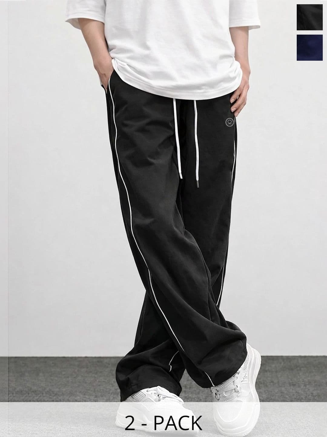 CHKOKKO Men Pack of 2 Relaxed Fit Rapid-Dry Training Joggers