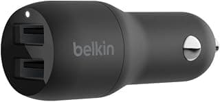 Belkin 24W Dual USB-A Fast Charge Car Charger Adapter. with 12W Pd from Each USB-A Ports Quick Charge All Compatible…