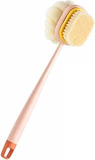 2-in-1 Body Bath Brush with Soft Bristles & Loofah | Long Handle Back Scrubber & Massage Brush for Exfoliating, Deep Cleansing & Smooth Glowing Skin | Shower Bath Brush for Men & Women
