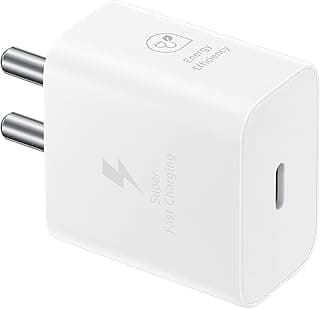 Samsung Original 25W USB Type-C Travel Adaptor Without Cable for Google Pixel, Xiaomi, Motorola, iPhone, Samsung Galaxy Tab S/A Series, Galaxy S10/M54/M55/A80/A90/S25/S24, White