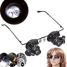 DIY Crafts Jewelers Watchmaker Loupe Magnifying Tool with LED Light 10X 15X 20X 25X Watch Camera Repair Lens Double Eye Watch Repair Magnifier. (Design No # 1, Pack Of 1 Pc)