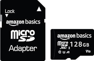 Amazon Basics 128 GB Micro SD Card with Adapter | Upto 120 MB/s | Class 10 | U1, C10, V10 Speed Classes