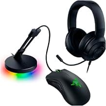 Razer Game On Bundle Gaming Combo with DeathAdder Essential Wired Mouse, Kraken X Lite Lightweight Gaming Headset, Mouse Bungee V3…