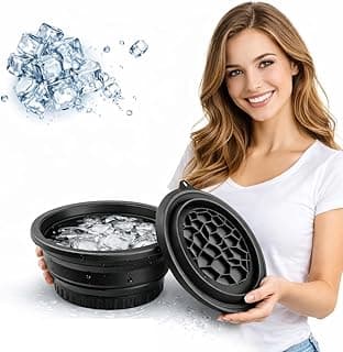 ANTIL’S Silicone Ice Face Bowl with Built-in Ice Tray – Collapsible Facial Ice Bath Tub for Skin Tightening, Acne Relief & Cold Plunge Therapy – Portable Spa Tool for Home & Travel (Pack of 1) Black C