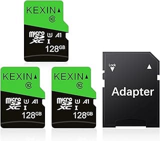 KEXIN 128GB Micro SD Card 3 Pack with SD Adapter, microSDXC UHS-I C10 U1 Memory Card, 85MB/s Read 30MB/s Write,…