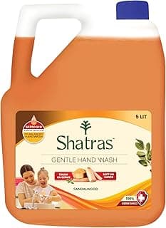 Shatras 5L-Hand Wash With Natural Goodness Of Sandalwood | 99.9% Germ Protection | Rich Lathering Formula With Anti-Bacterial Properties| Soft 0n Hands| Soothes & Hydrates Skin