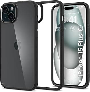CZARTECH Native Back Cover for iPhone 15 Plus Clear case (TPU + Tough Polycarbonate Back I 6 ft Drop Protection Tested I Black Edges - Transparent I No Yellowing)