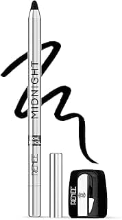 RENEE Midnight Kohl Kajal Pencil | Waterproof, Smudgeproof With Sharpener | 24 Hours Long Stay | Darkest Black | One Swipe Application | Vitamin E, Olive Oil and Castor Oil | Matte Finish |1.5 Gm