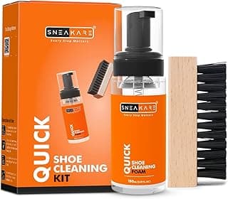 SNEAKARE Quick Shoe Cleaning Kit Shoe Cleaner & Medium Bristle Shoe Brush, White Shoe Cleaning Kit, Shoe Cleaner Kit For Sneaker,Sports Shoe Cleaner Foam Spray
