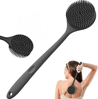 Soft Silicone Back Scrubber with Long Handle for Shower & Bath | Flexible Exfoliating Brush with Gentle Bristles for Smooth Skin | Body Scrubber for Men, Women & Boys | Ideal for Body Wash & Bathing (