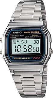 Casio Vintage A-158WA-1Q Digital Grey Dial Unisex Watch Silver Metal Strap (D011)