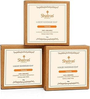 Shatras Ayurvedic Handmade Palash (Kesuda) Pure Divine Bathing Soap, Moisturize and Nourish the Skin, Summer Special, Paraben-Sulphate Free, Bathing Soap for Men Women-(Pack Of-3)
