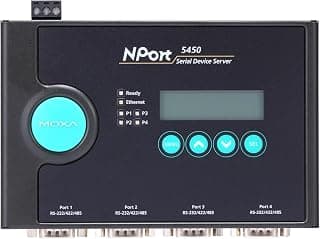5450 4-Port Device Server, 10/100 Ethernet to RS-232/422/485 Serial Port Adapter, DB-9, 15KV ESD Protection, Compatible with Moxa, with 110V…