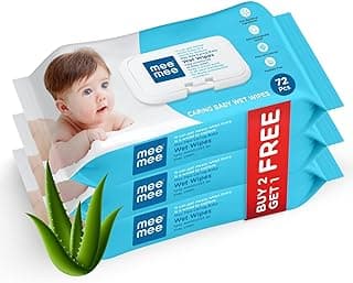 Mee Mee Wet Wipes for Baby Skin with Aloe Vera | 72 Wipes x Pack of 3-216 Wipes | Paraben Free, Fragrance Free, pH Balanced, Dermatologically Safe, Baby Wipes Combo | Pack With Lid