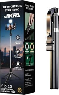 Selfie Stick Tripod 25 inch with Bluetooth Remote & Light (2.5 FT) | 3-in-1 Multifunctional, Foldable Design, Metal Build, Smartphone…