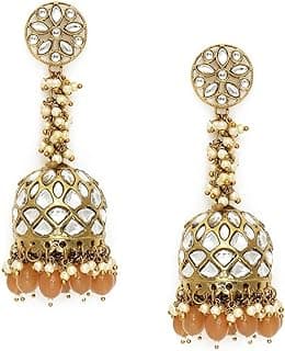 ZAVERI PEARLS Jhumki Earrings for Women (Golden) (ZPFK9866)