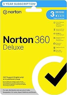 Norton 360 Deluxe |3 Users 3 Years |Includes Advanced AI Scam Protection, Total Security for PC, Mac, Android or iOS | Additionally Includes Password Manager, PC Cloud Back Up, Safe Cam for PC