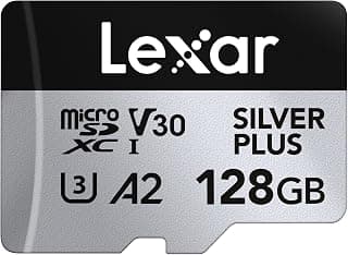 Lexar 128GB Professional Silver Plus Micro SD Card, UHS-I, C10, U3, V30, Full HD & 4K, Up to 205/150 MB/s…