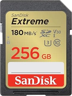 SanDisk Extreme SD UHS I 256GB Card for 4K Video for DSLR and Mirrorless Cameras 180MB/s Read & 130MB/s Write
