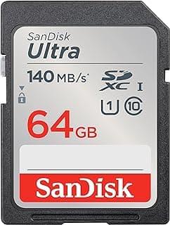 SanDisk Ultra UHS I 64GB SD Card 140MB/s for DSLR and Mirrorless Cameras, 10Y Warranty