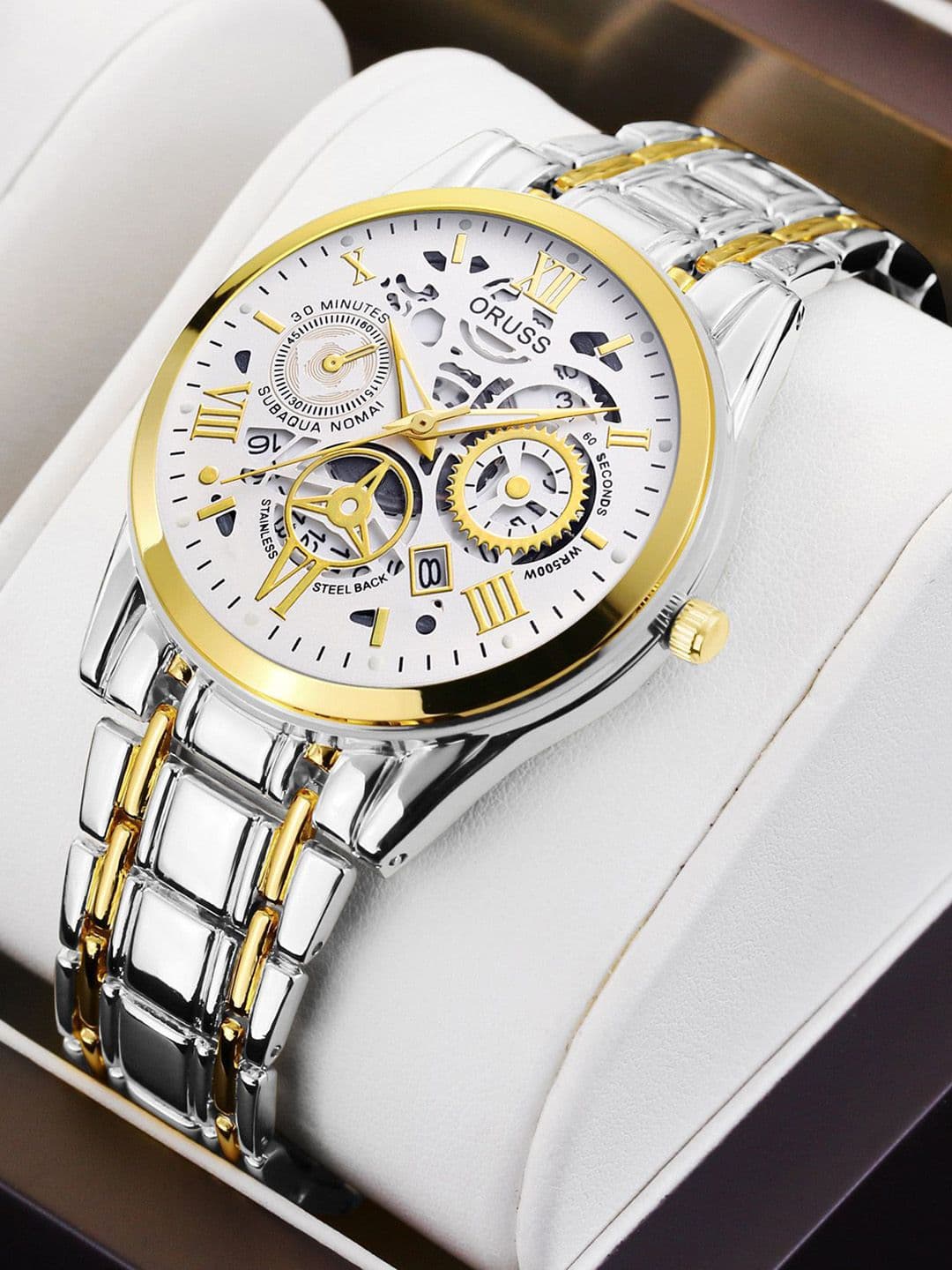 ORUSS ORUSS Men Round Dial & Stainless Steel Straps Analogue Watch IHGIJBFDJBED