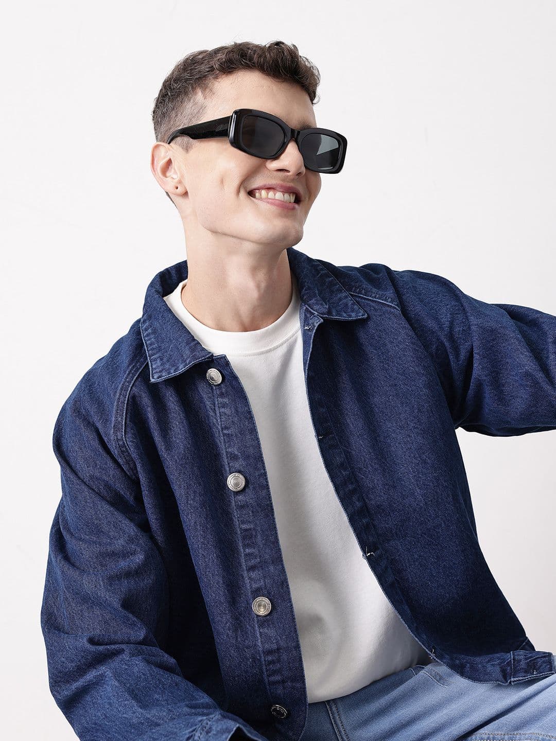 Mast & Harbour Mast & Harbour Raglan Sleeves Spread Collar Regular Fit Denim Jacket