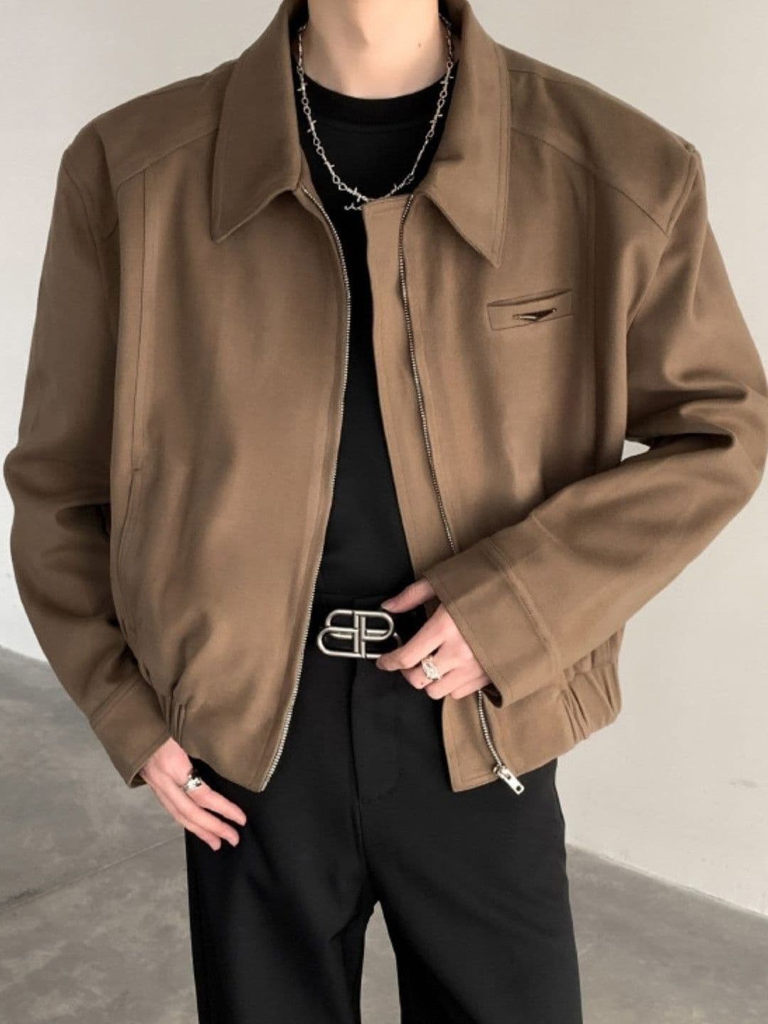 StyleCast StyleCast Men Spread Collar Long Sleeve Open Front Jacket