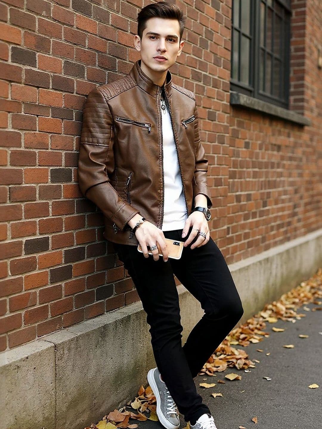 HERE&NOW HERE&NOW Men Leather Jacket