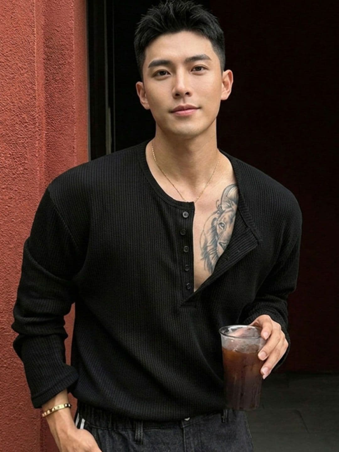 The Modern Soul The Modern Soul Men Henley Neck T-shirt