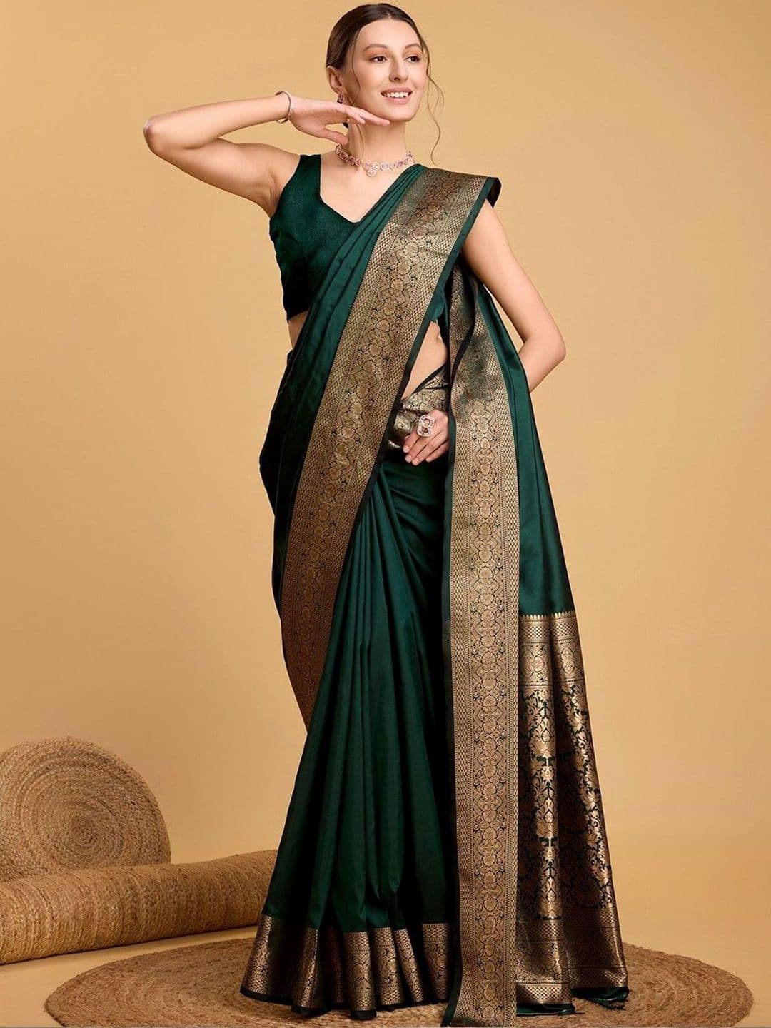 LEAFFEB LEAFFEB Woven Design Zari Art Silk Banarasi Saree