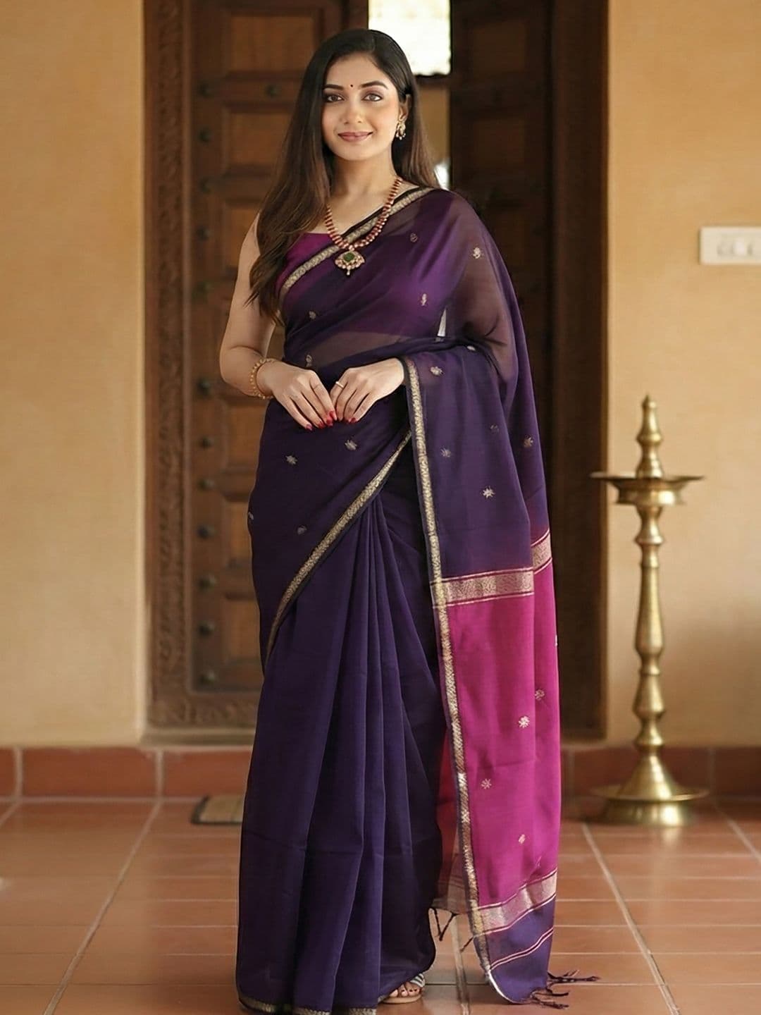 KALINI KALINI Woven Design Zari Silk Blend Banarasi Saree