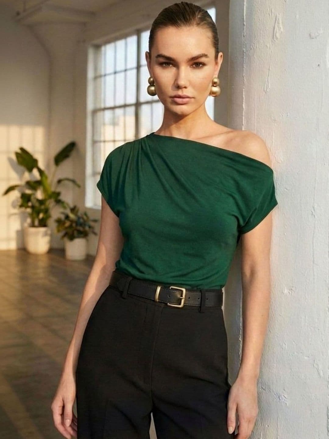 ZYNG ZYNG Off-Shoulder Extended Sleeves Crop Top