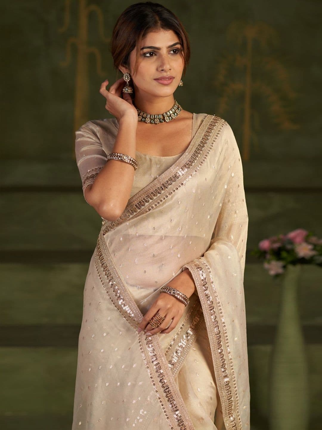 Parmila Fashion Parmila Fashion Embellished Sequinned Organza Heavy Work Bhagalpuri Saree