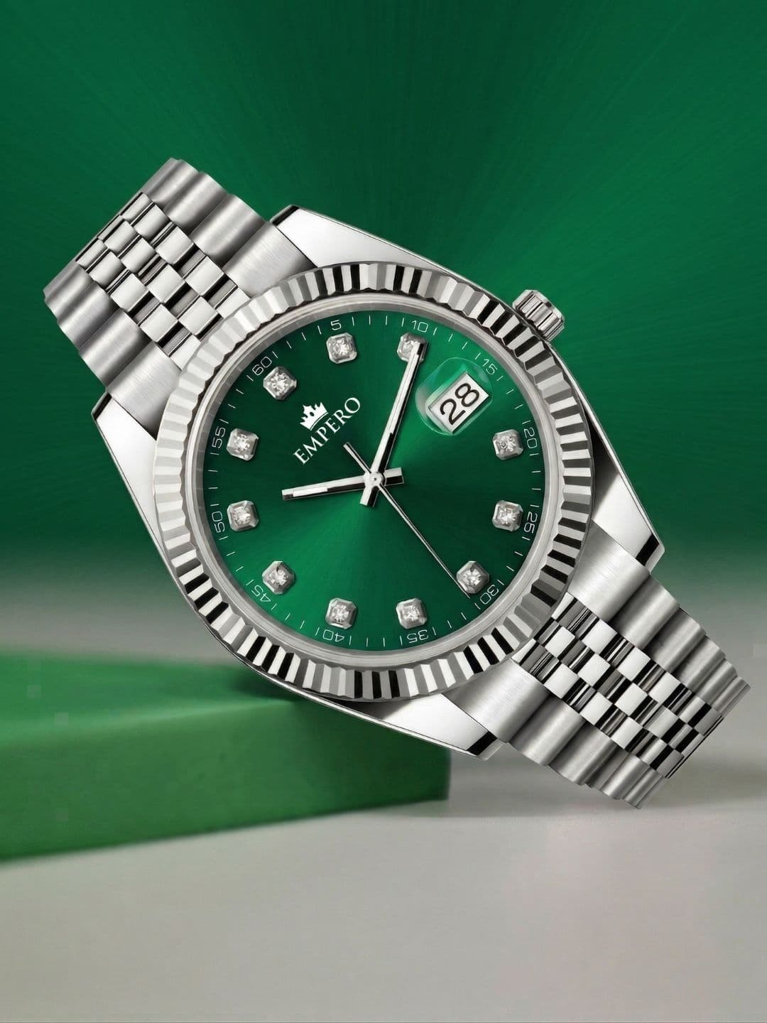 EMPERO EMPERO Men Brass Embellished Dial & Stainless Steel Bracelet Style Straps Analogue Multi Function Watch