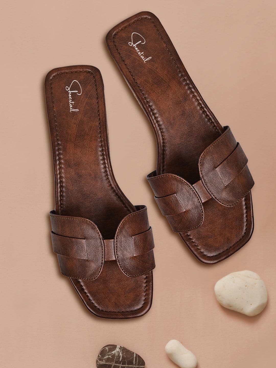 Shoestail Shoestail Textured Open Toe Flats