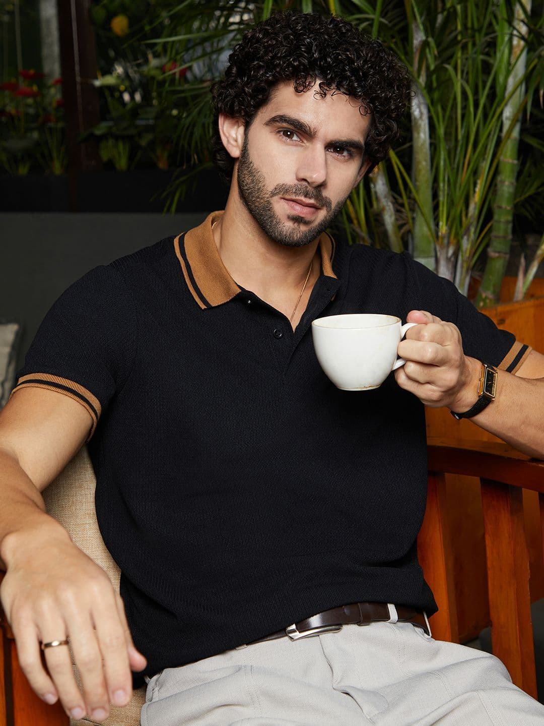 Campus Sutra Campus Sutra Men Solid Polo Collar Cotton T-shirt