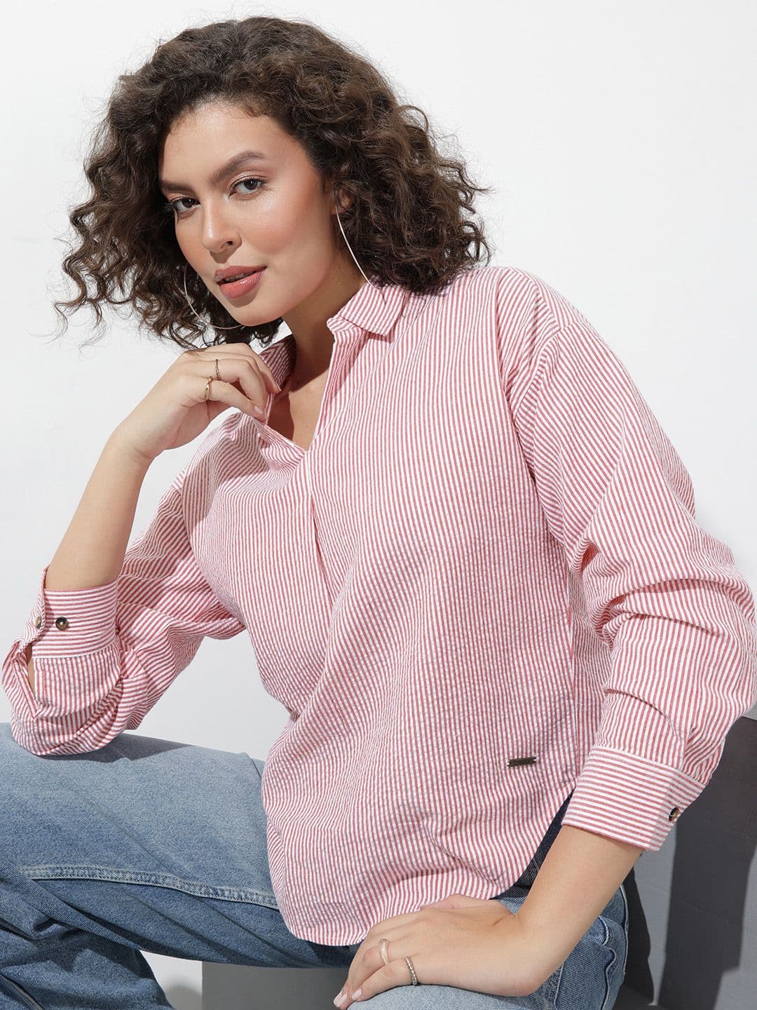 Roadster The Roadster Lifestyle Co. Striped Pure Cotton Shirt Style Top