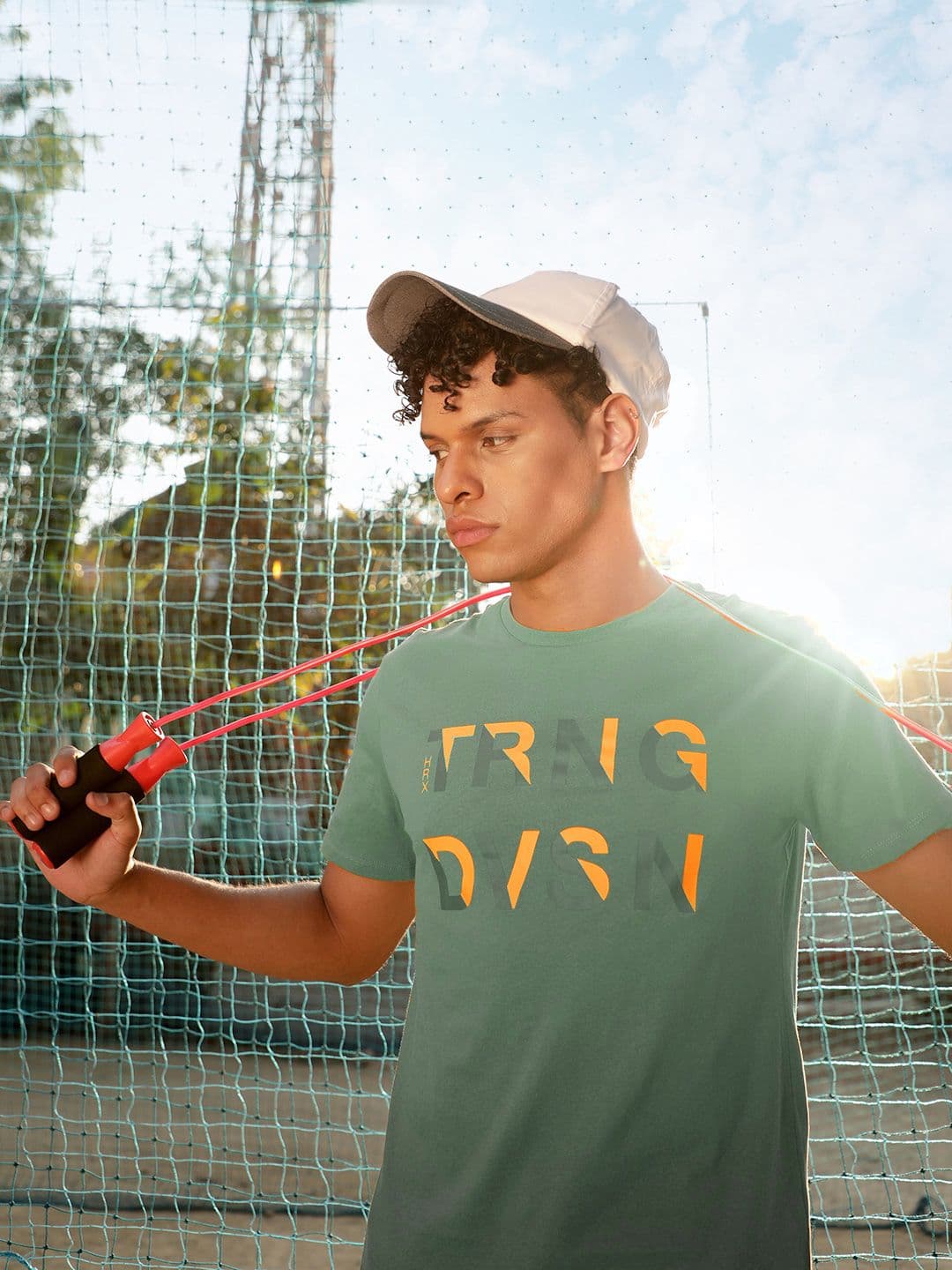 HRX by Hrithik Roshan Men Olive Green Printed Bio-Wash Training Tshirt