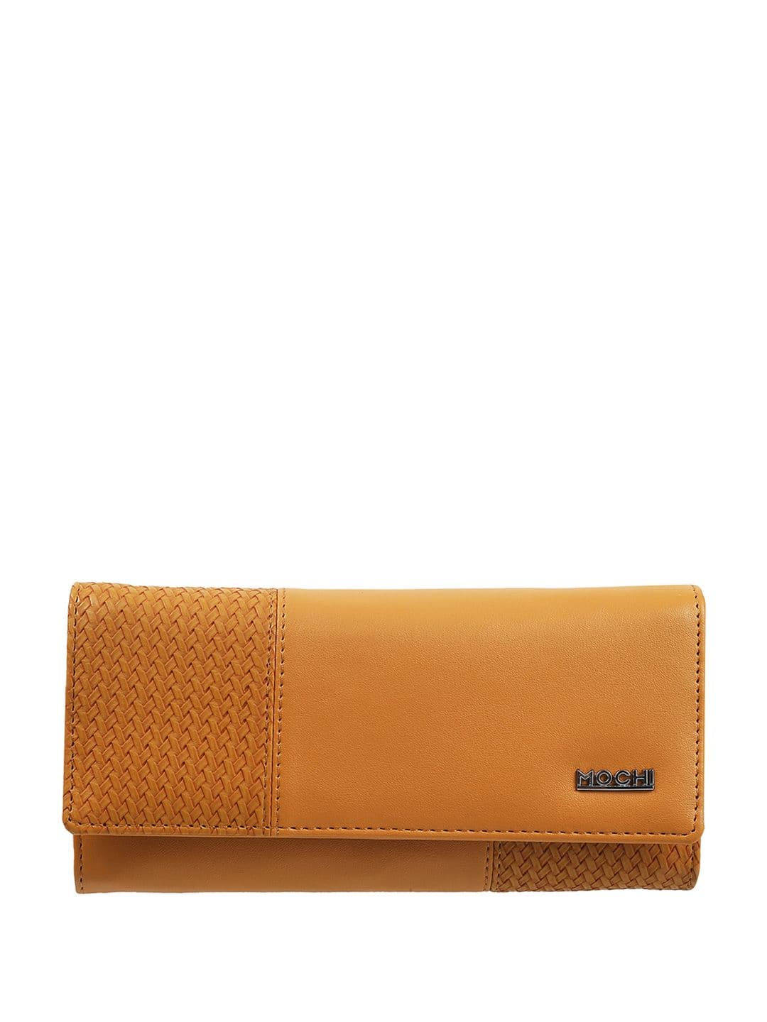 Mochi Yellow & Brown Textured Purse Clutch