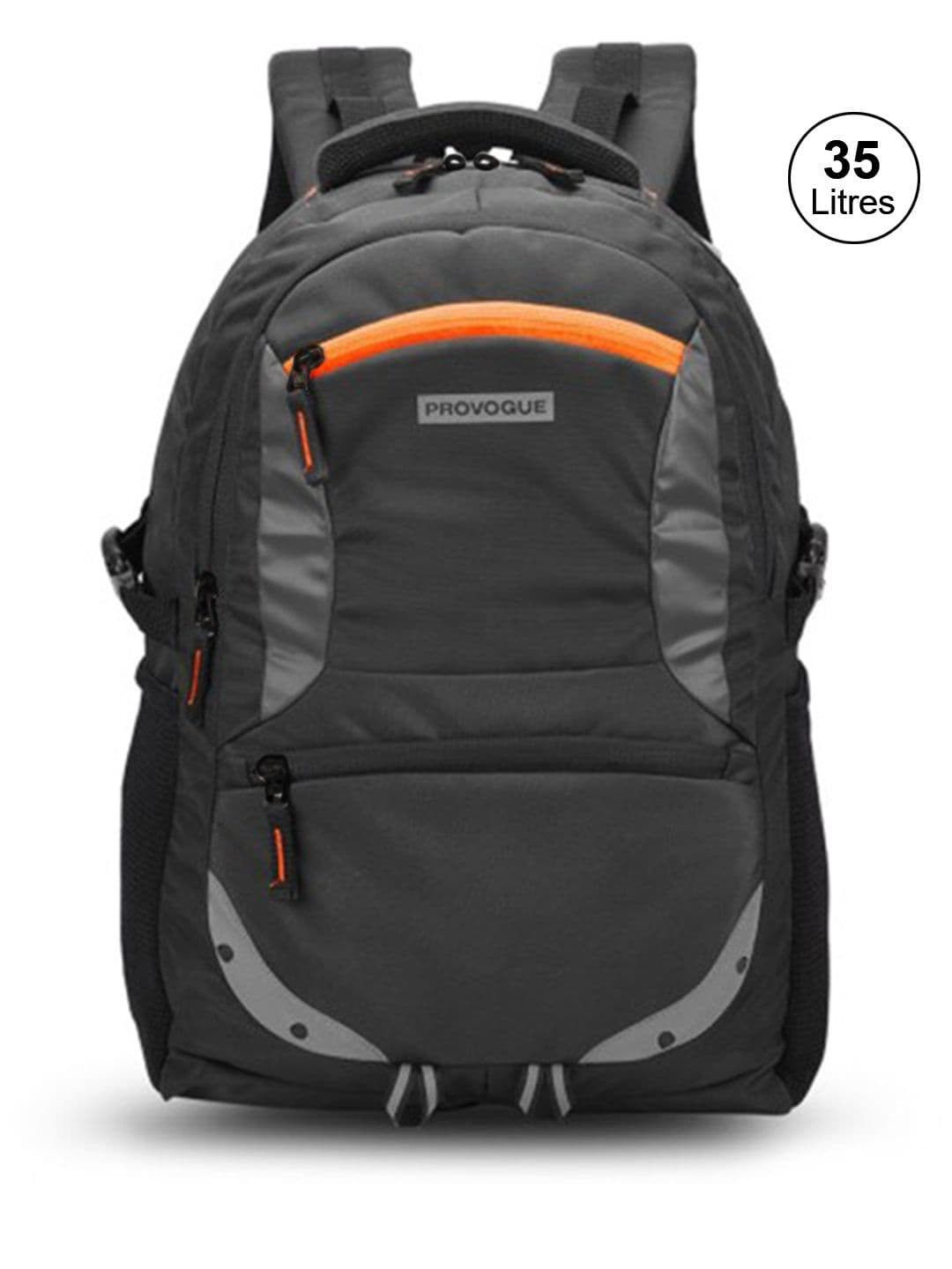 Provogue Unisex Black & Grey Brand Logo Backpack With Reflective Strip 31L