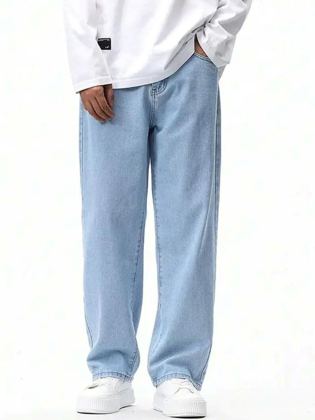 SZN Men Sky Blue Jeans Baggy Fit Denim Stretchable Jeans