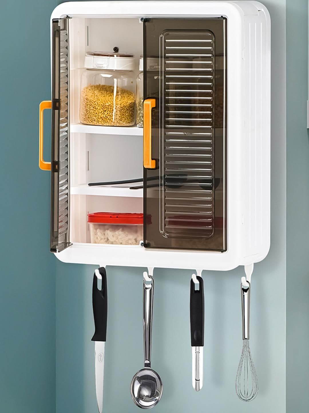 Myntra Elegant Homes Black & White Plastic Wall Mounted Storage Cabinet Organiser