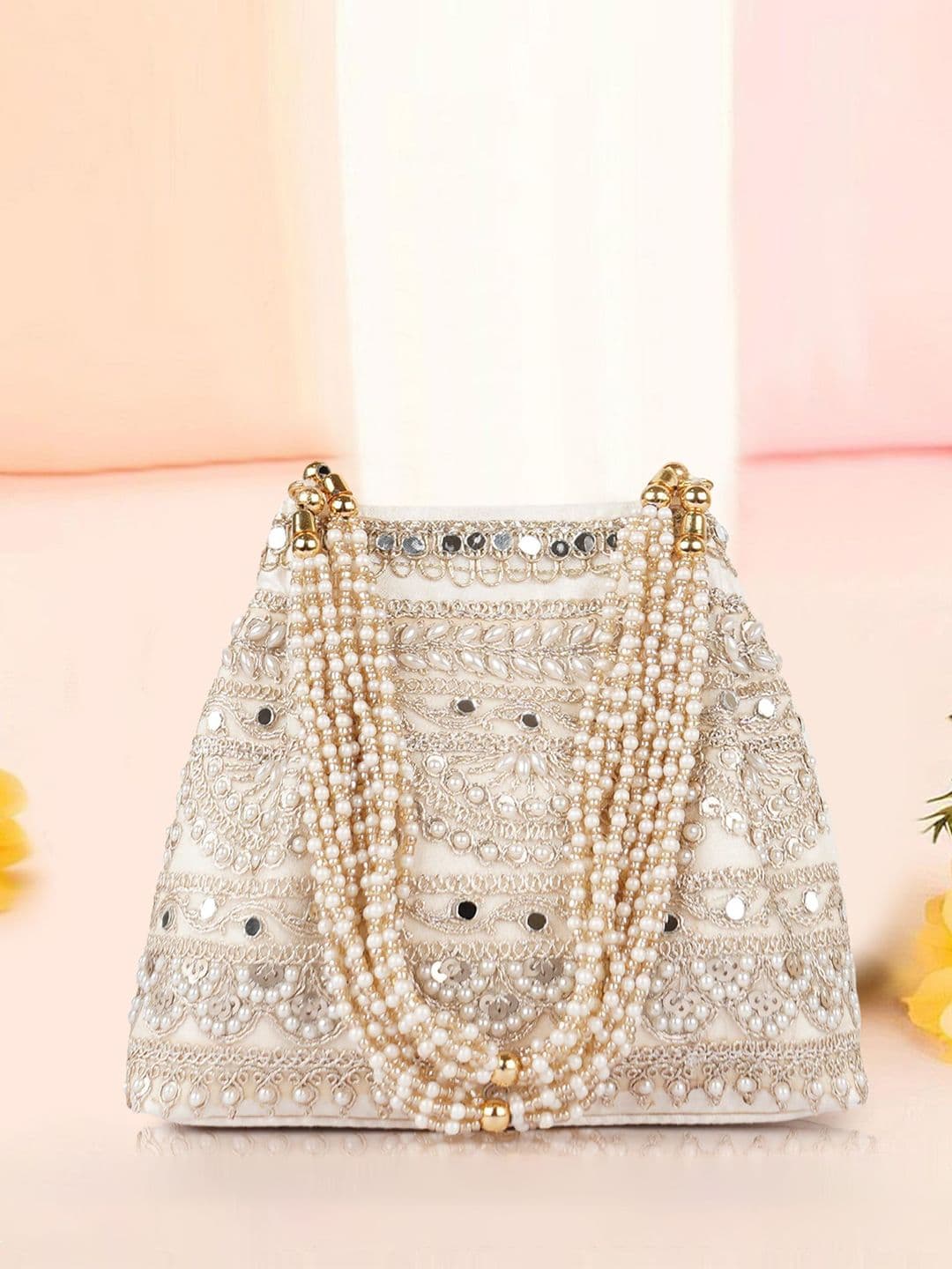 PLANX Embroidered Embellished Potli Clutch