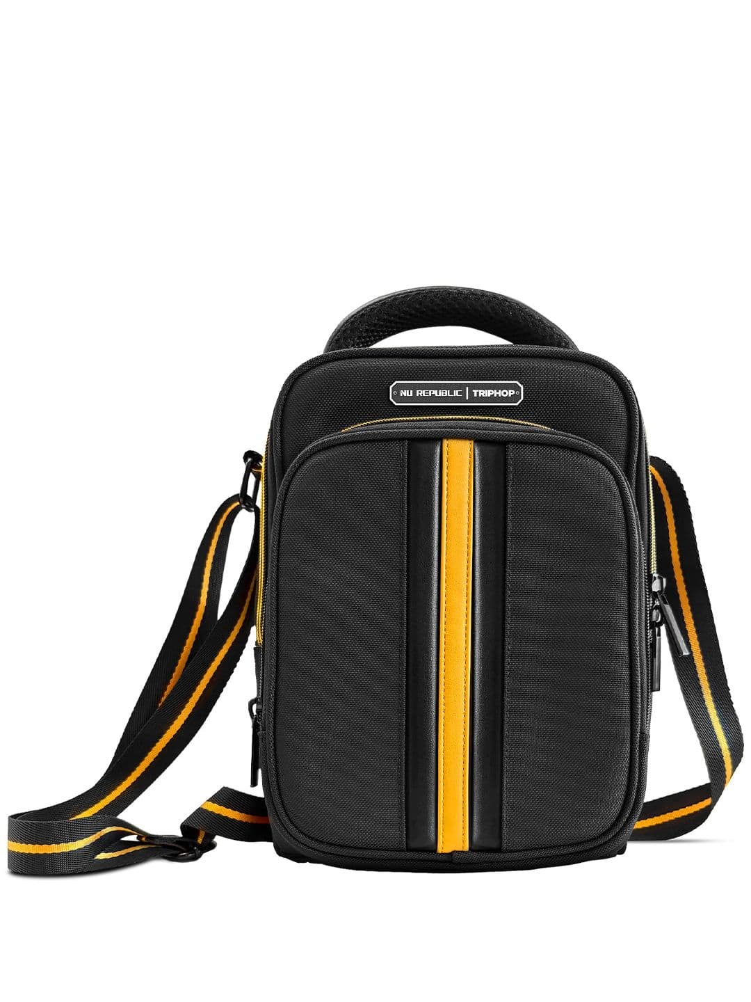 Nu Republic Triphop Voyager Loop Sling Bag with Carbon Fibre Finish Vegan Leather Design