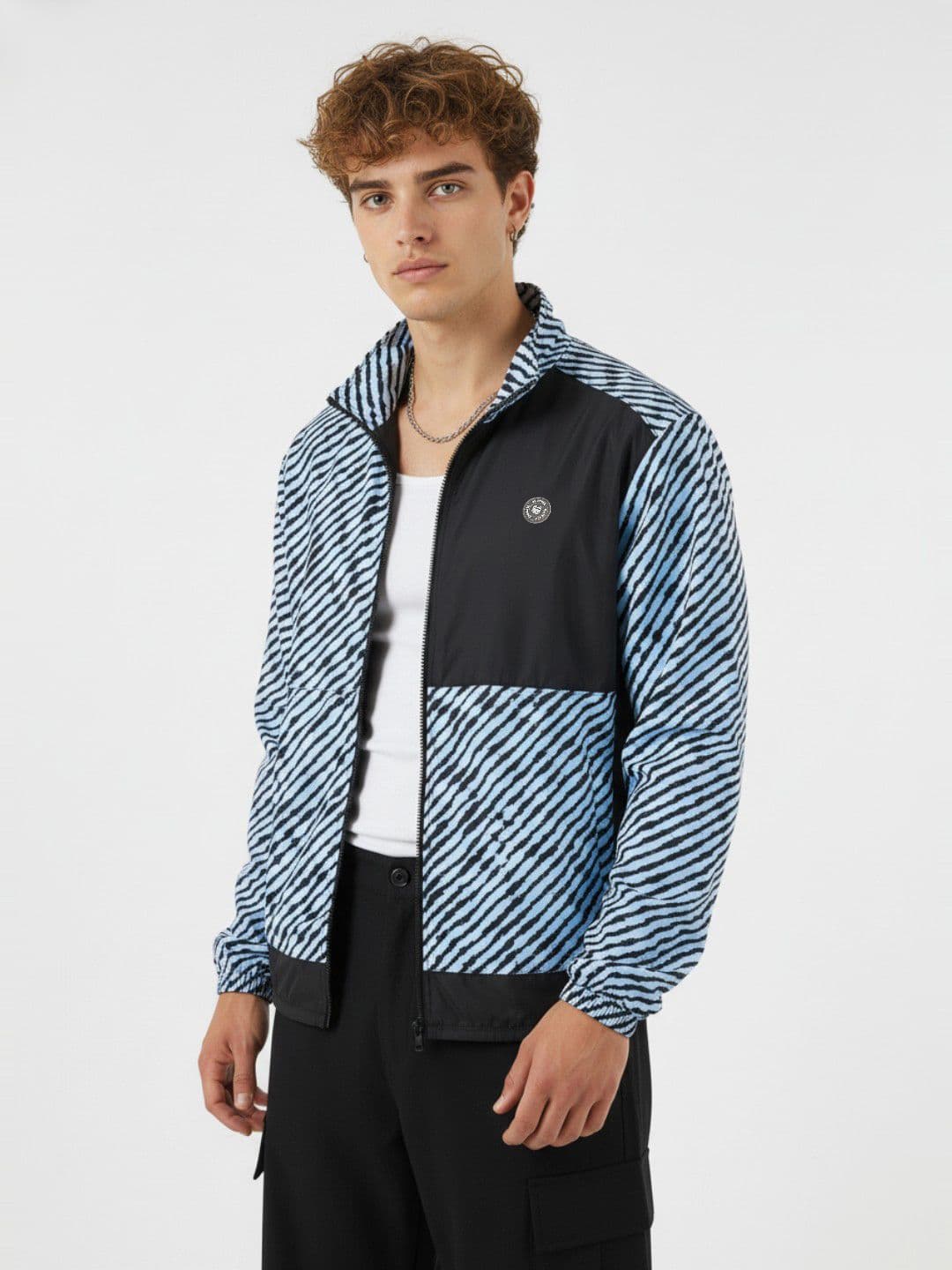 glitchez Striped Spread Collar Tailored Jacket