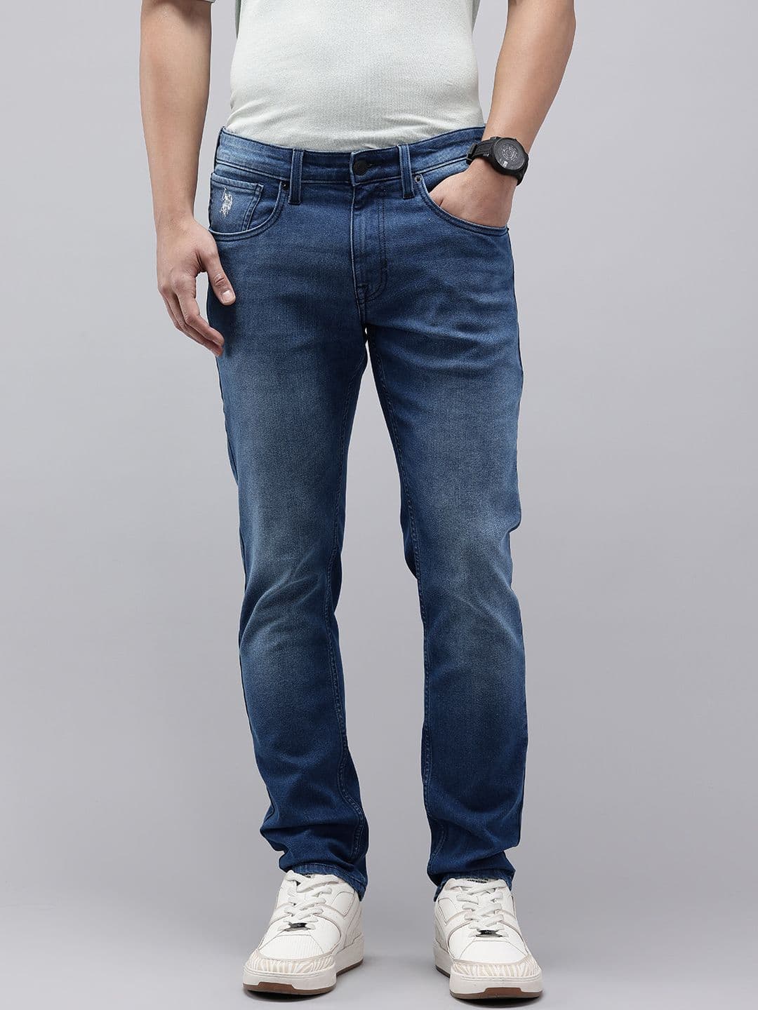 U.S. Polo Assn. Denim Co. Men Brandon Slim Tapered Fit Light Fade Stretchable Jeans