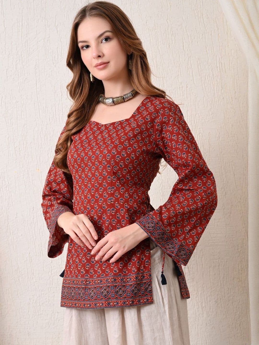 KALAMIR Print Ethnic Cotton Top