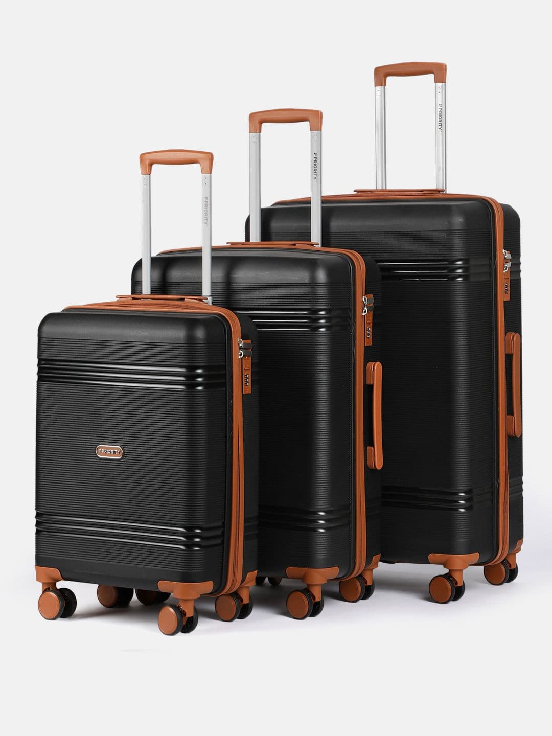 Priority Unisex Set of 3 360 Degree Rotation Hard-Sided Trolley Bags