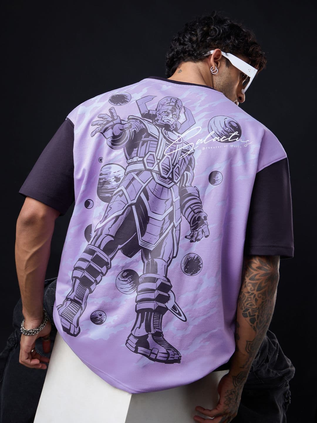 The Souled Store Men Oversized Fantastic Four Lavender Tshirts