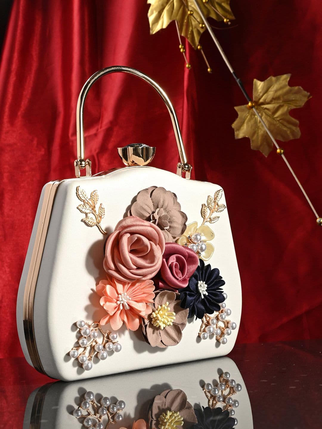 Sangria Embellished Box Clutch